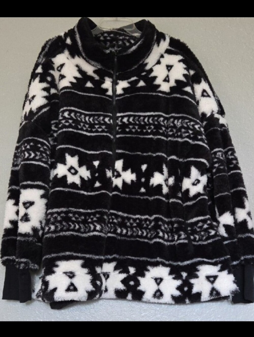 LuLaRoe Black and White Fleece Zip-Up Jacket